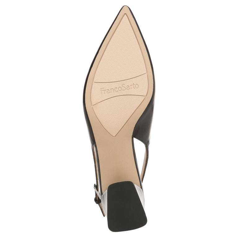 Franco Sarto Womens Racer Slingback Low Block Heel Pointed Toe Pump, Black, 11 - Image 4